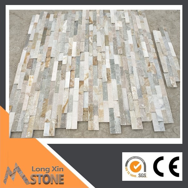 Z shape Natural beige slate flat stone wall cladding