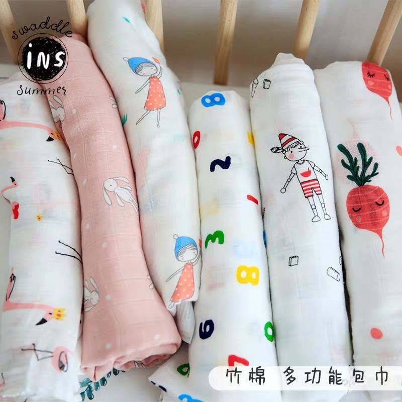 70% bamboo 30% cotton printed baby / swaddle/blanket