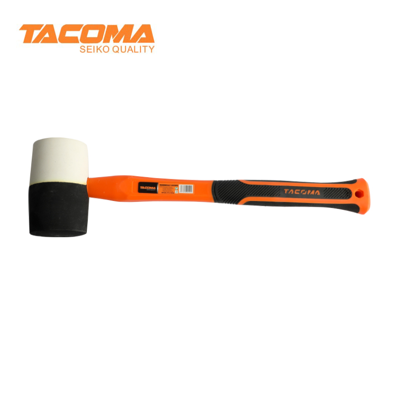 Double face rubber mallet with fiberglass handle