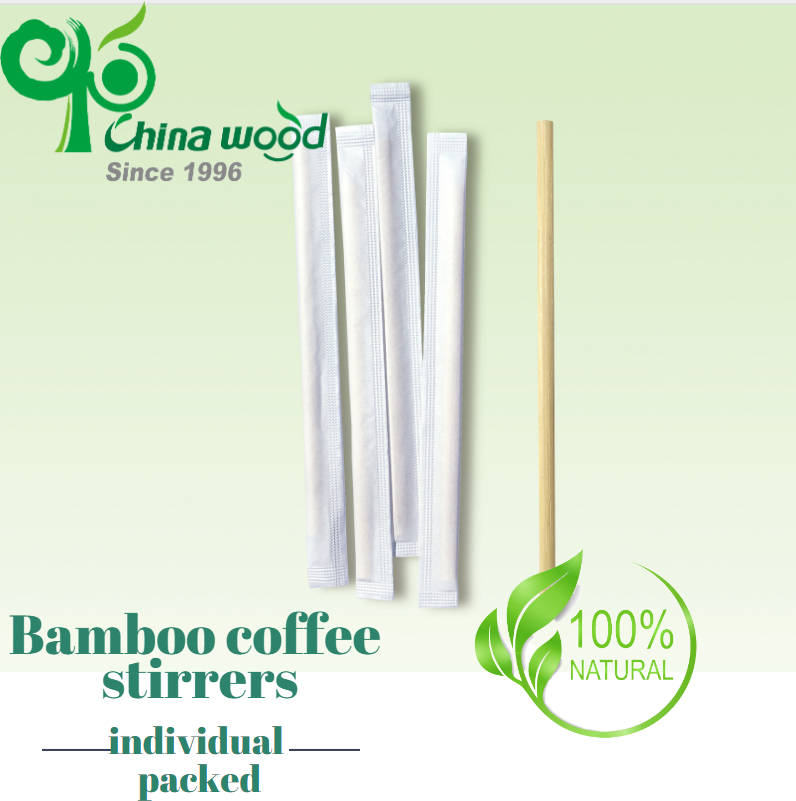 Paper wrapped bamboo coffee stirrer YDBCSP compostable coffee sir(