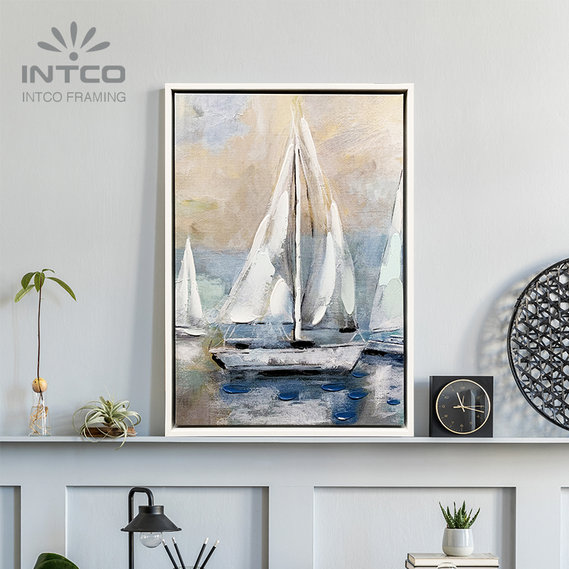 Hand-painted canvas frame -Sailing on sea