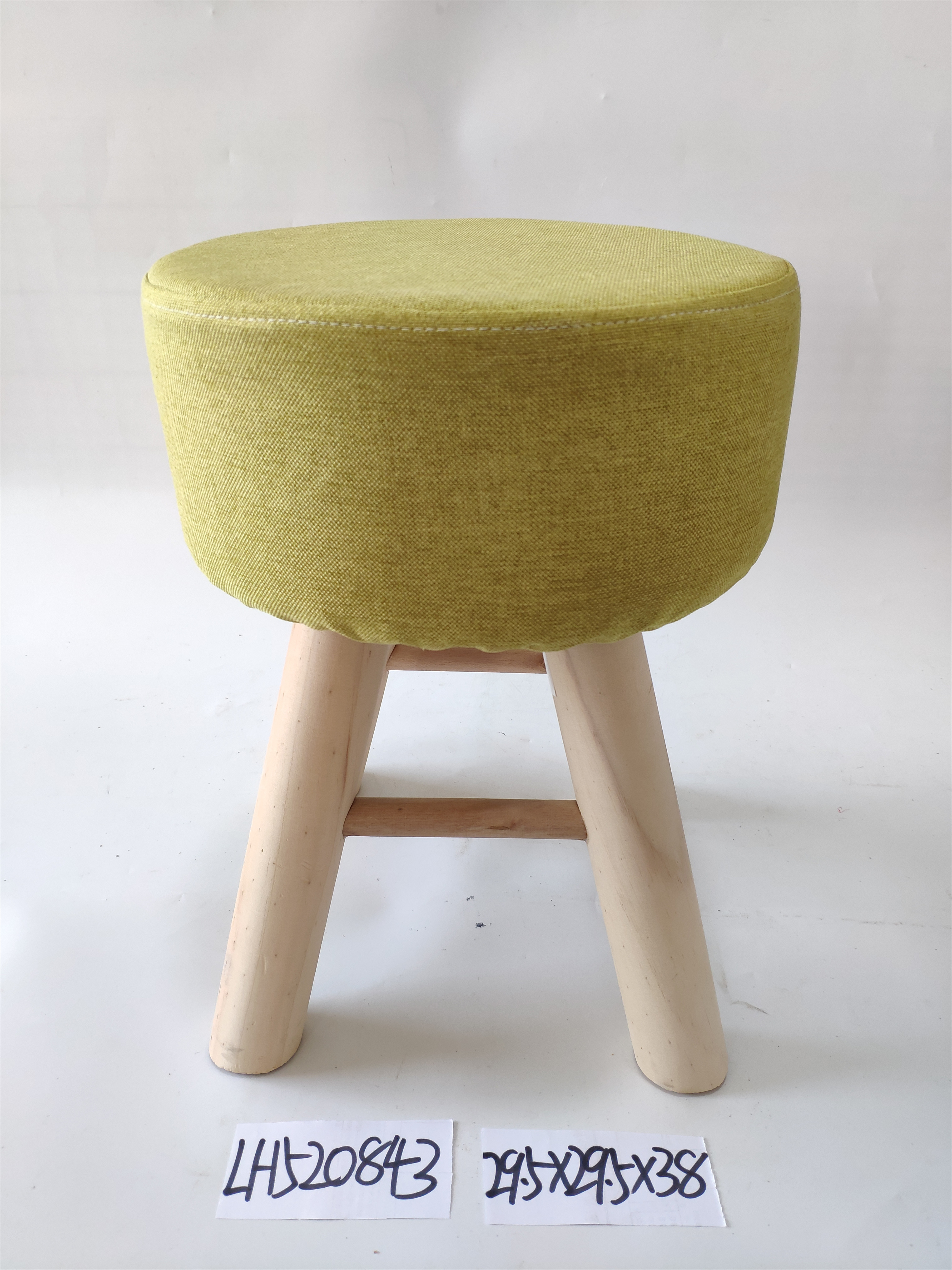 Modern living room furniture cloth popular cushion round wooden footstool