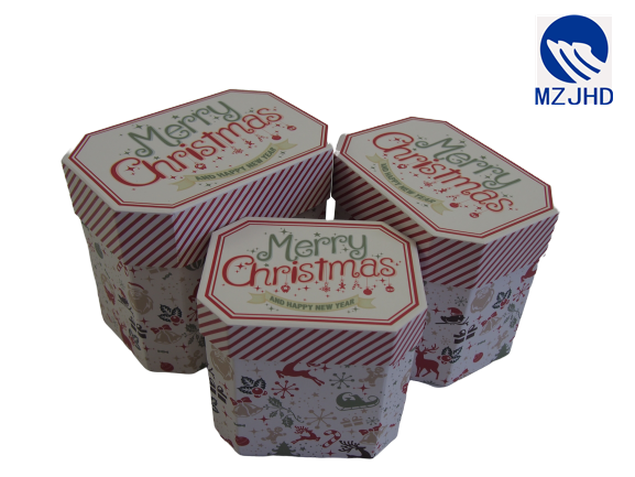 S/3 Christmas Octagon Paper Box