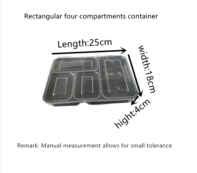 PP CONTAINER;FOOD CONTAINER;BENTO BOX;DELI CONTAINER ;DELI CUP,Rectangle 4 compartment