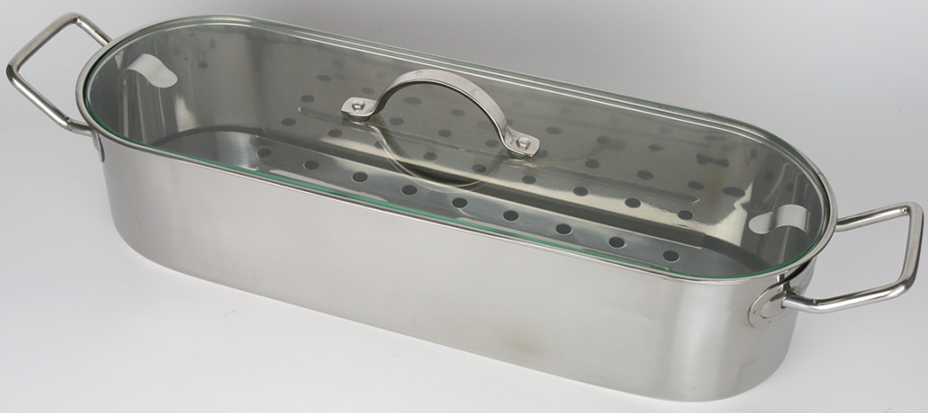 Stainless Steel Fish Poacher(with glass lid)