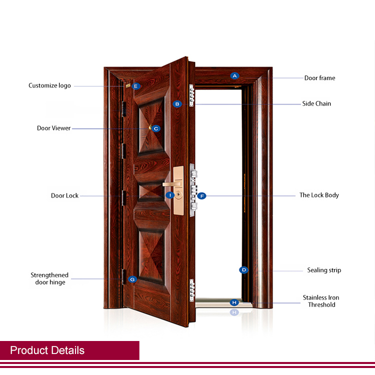 China Manufacturer Exterior Security villa entrance metal steel door