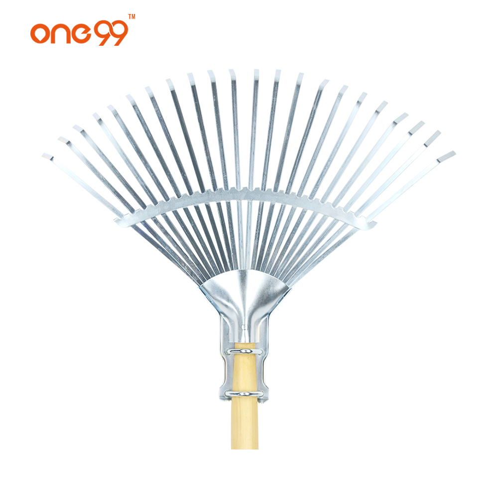 2020 new design 22 teeth galvanized fan lawn rake with two hoops