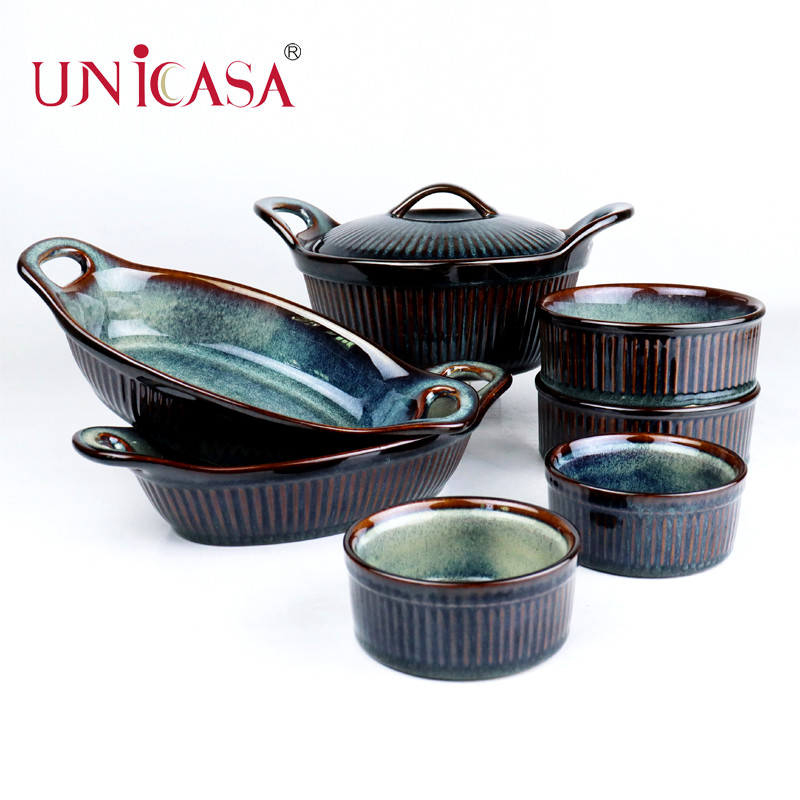 Ceramic Bakeware Oval Baking Dish Ceramic Round Casserole With Lid Round Ramekin