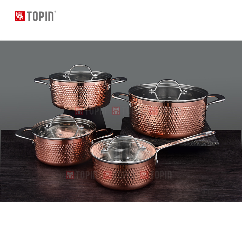 Topin tri-ply copper 8pcs cookware set