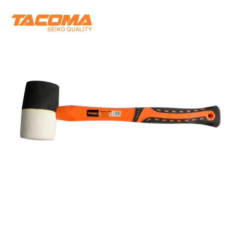 Double face rubber mallet with fiberglass handle