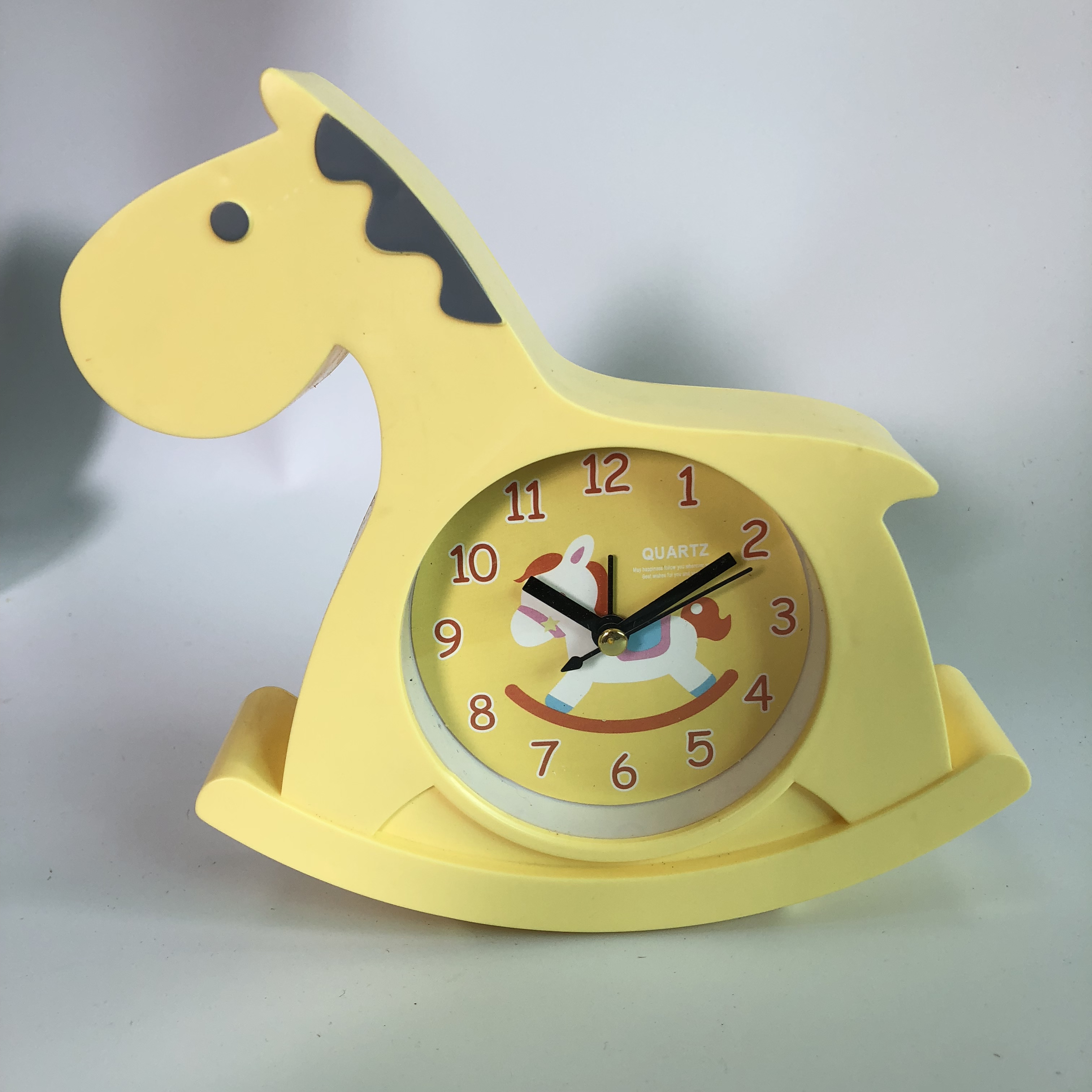 Plastic horse shaped kids alarm clock