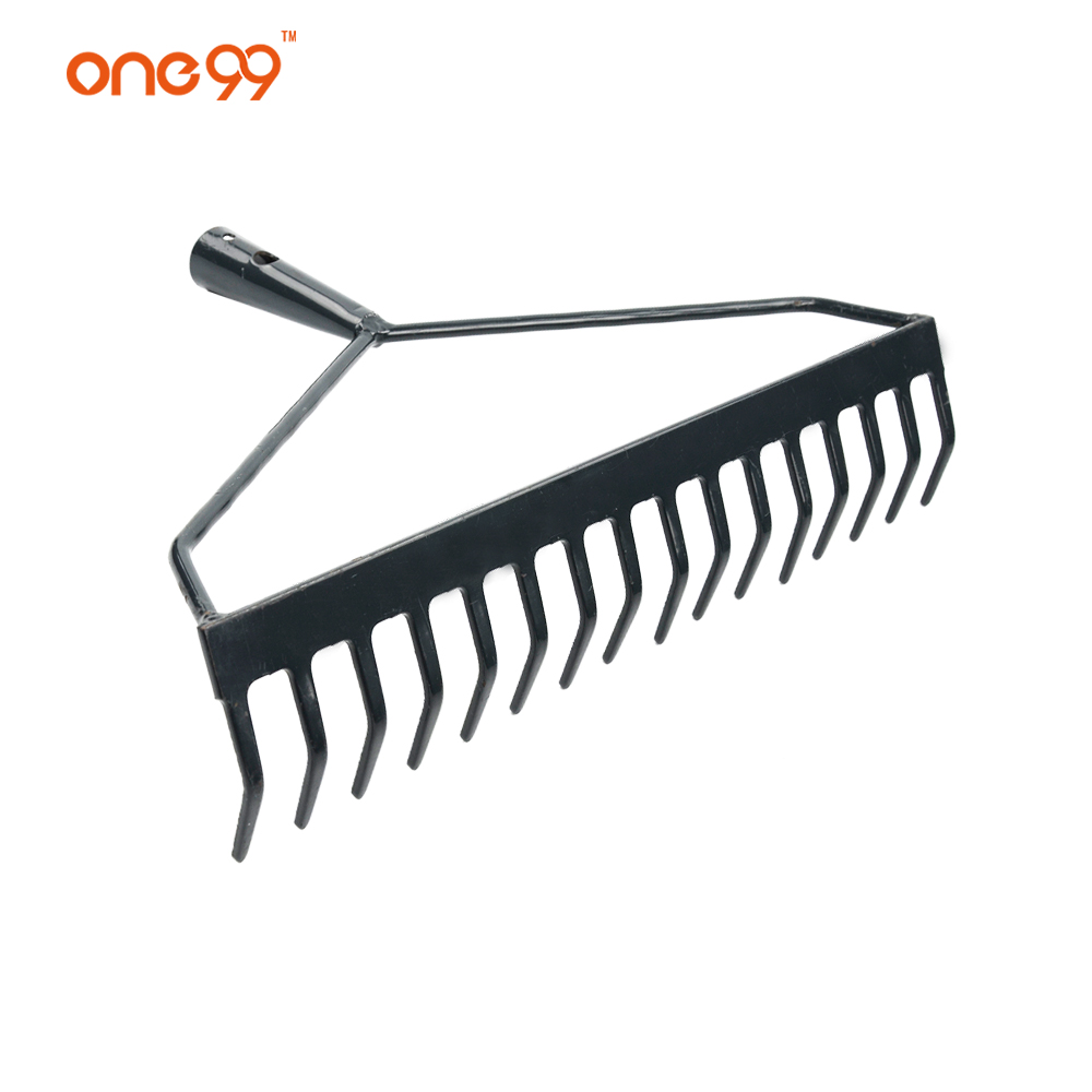 One99 garden black forged lawn bow rake head with 16 tines