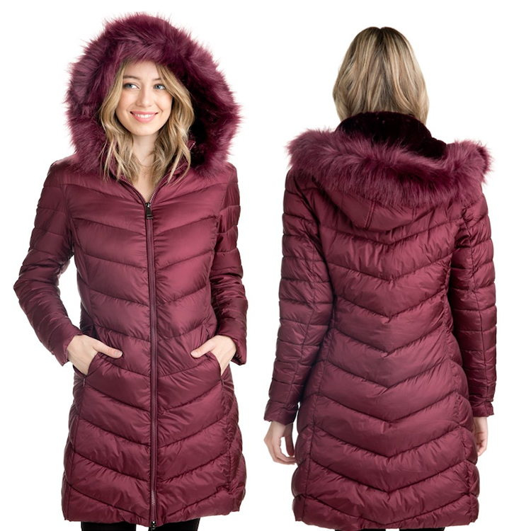 women faux down padding coat