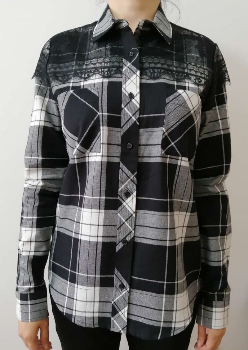 women woven flannel shirt，women shirt, ladies shirt, ladies blouses, women blouses,flannel shirt,