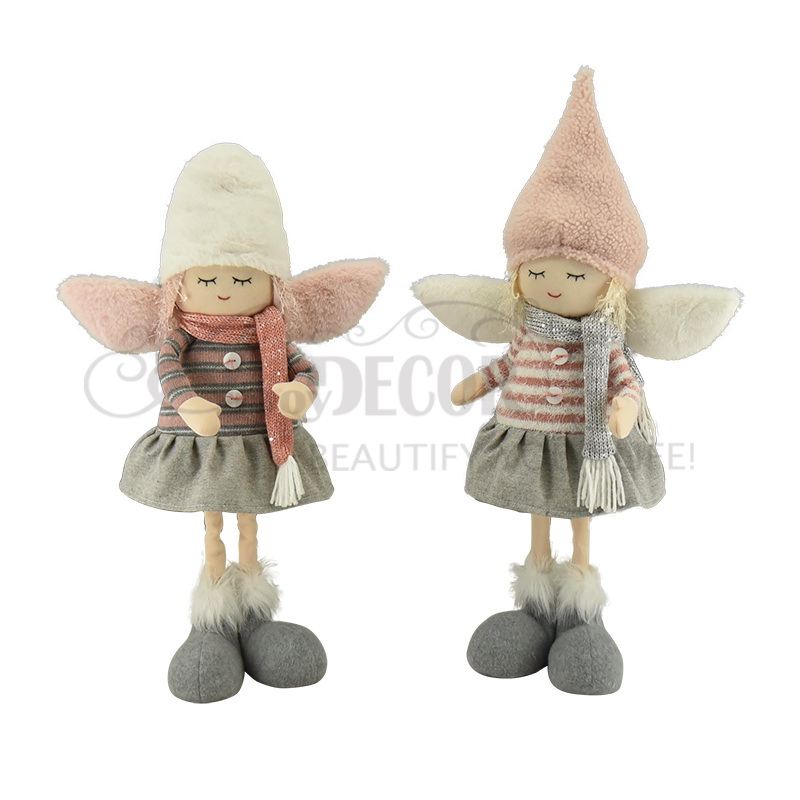 Fabric boy & girl angel in pink & grey dress