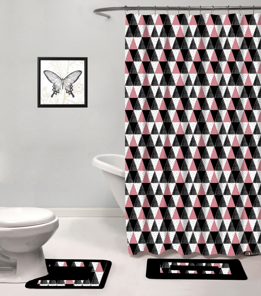 15pcs PRINTED bathroom set, Printed polyester shower curtain
