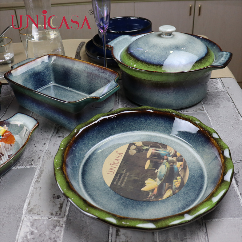 Reactive Ceramic Bakeware Stoneware Round Oval Casserole Pie dish Oval Baking Dish Loaf Pan Round Storage Jar Mug