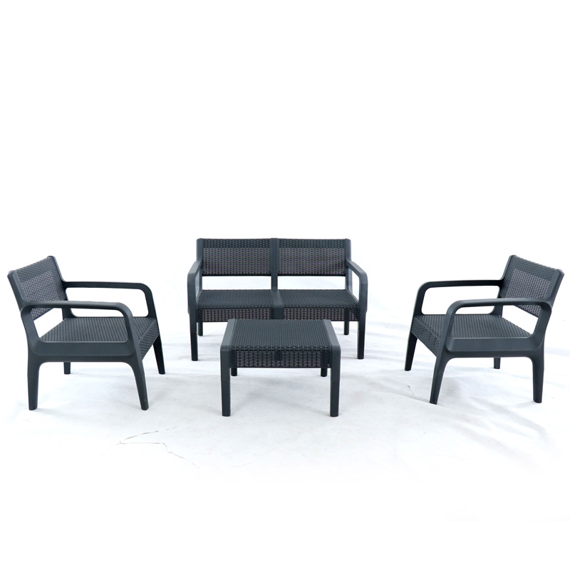 11 Outdoor leisure furniture Outdoor garden 4 pcs Plastic lounge set with cushion