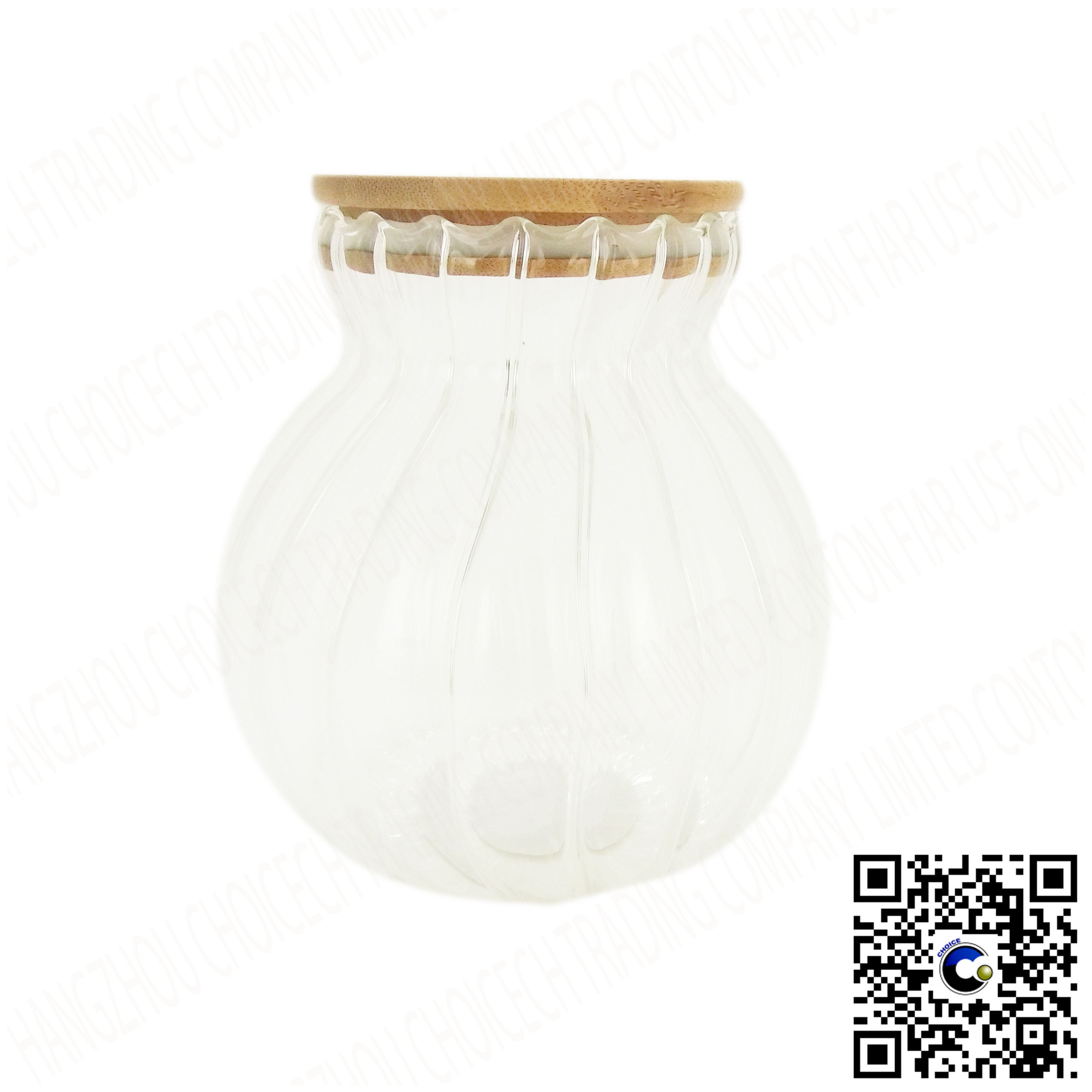 Glass Storage Bottle W/Bamboo Lid (Stripe)