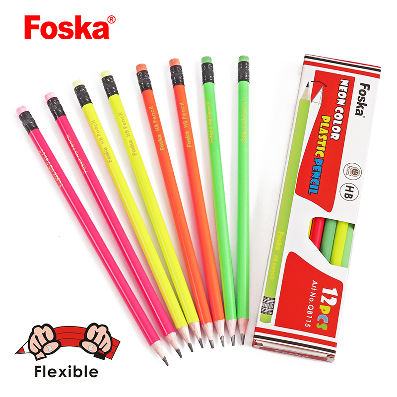Foska 7'' Neon Color Plastic Flexible HB Pencil