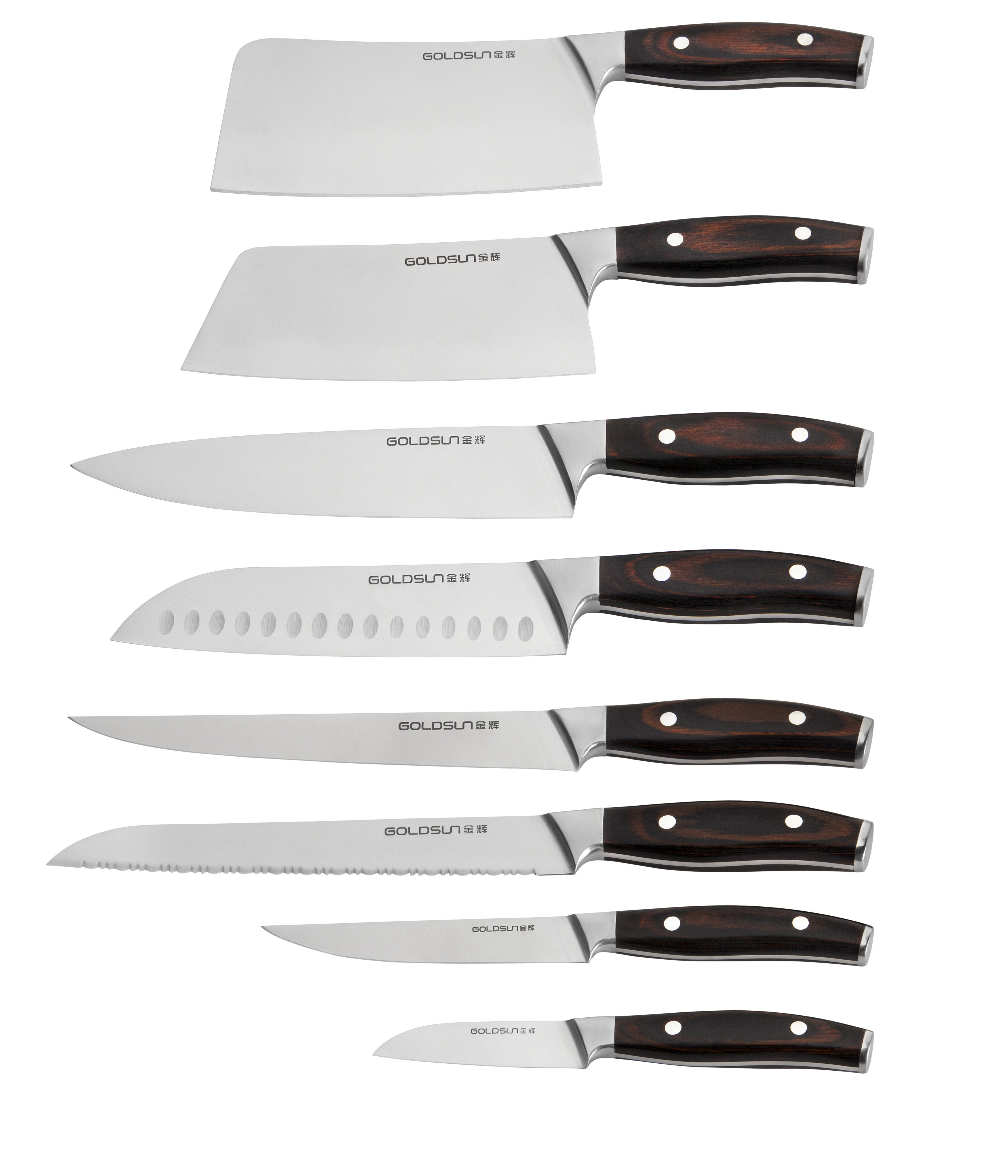 B6 pakkawood handle :Chopper,Chinese cleaver,chef's knife, santoku knife, slicing knife, bread knife, steak knife,utility knife, paring knife