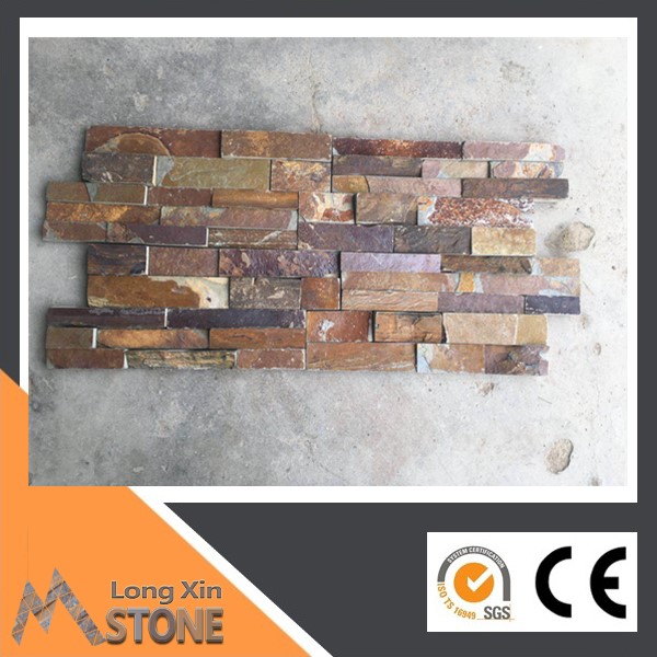 S shape Natural rough edge Rusty slate stone wall cladding 18x35 cm