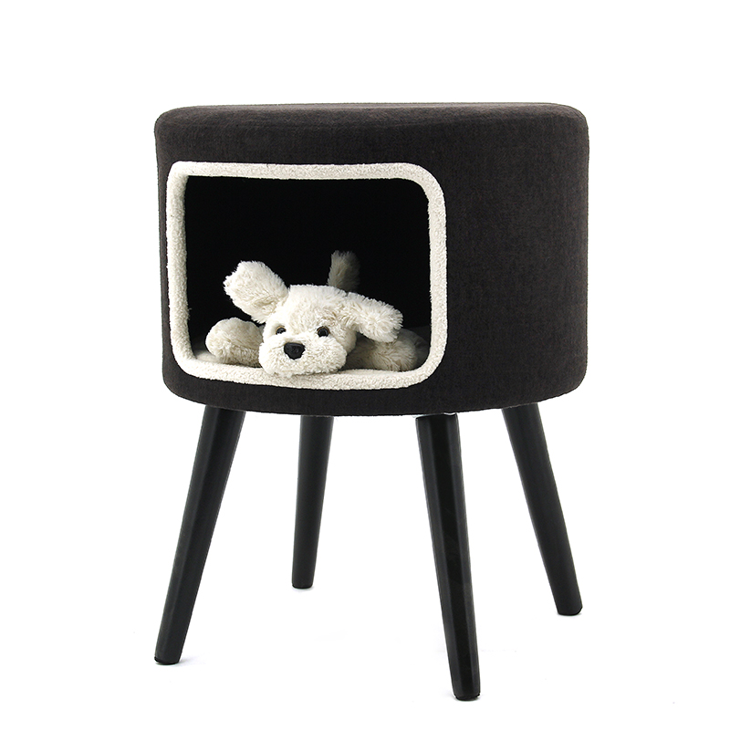HStex new design round pet stool with beech legs
