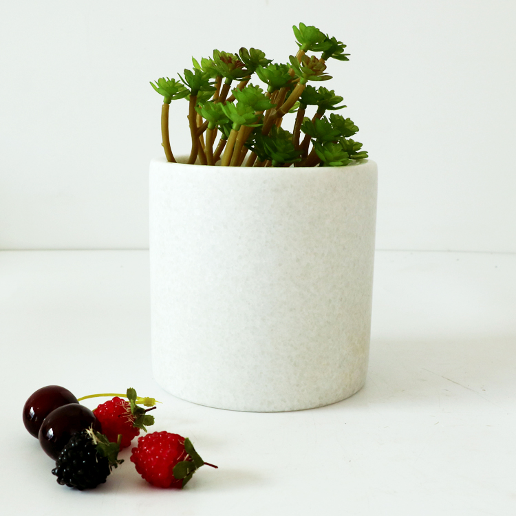 Customized production of natural white marble flowerpot 12cm