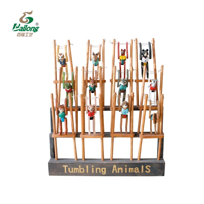 Creative Design Tumbling Wooden Craved Animal Kids Toy