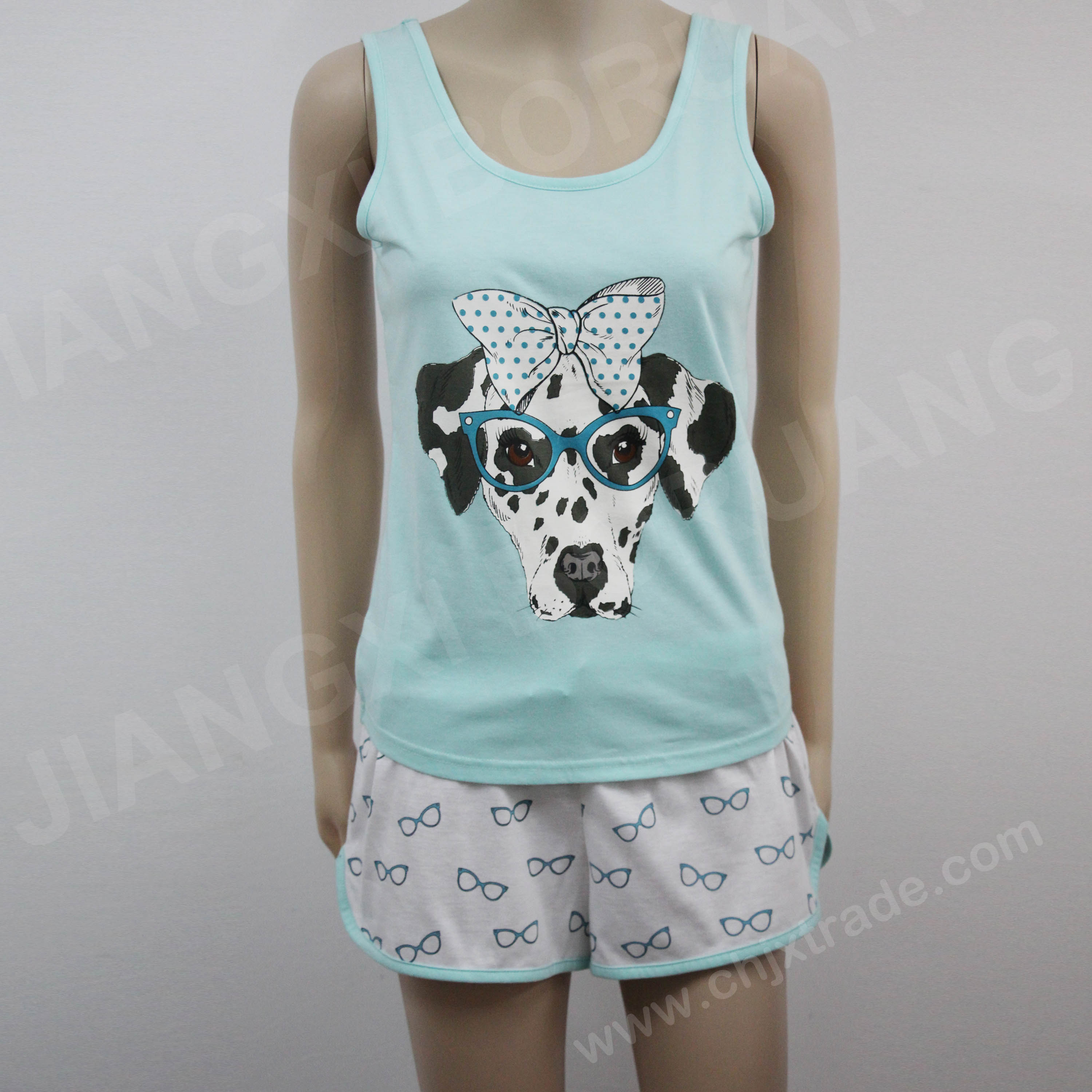 Womens Tank Top And Short Pant Pajama With Print