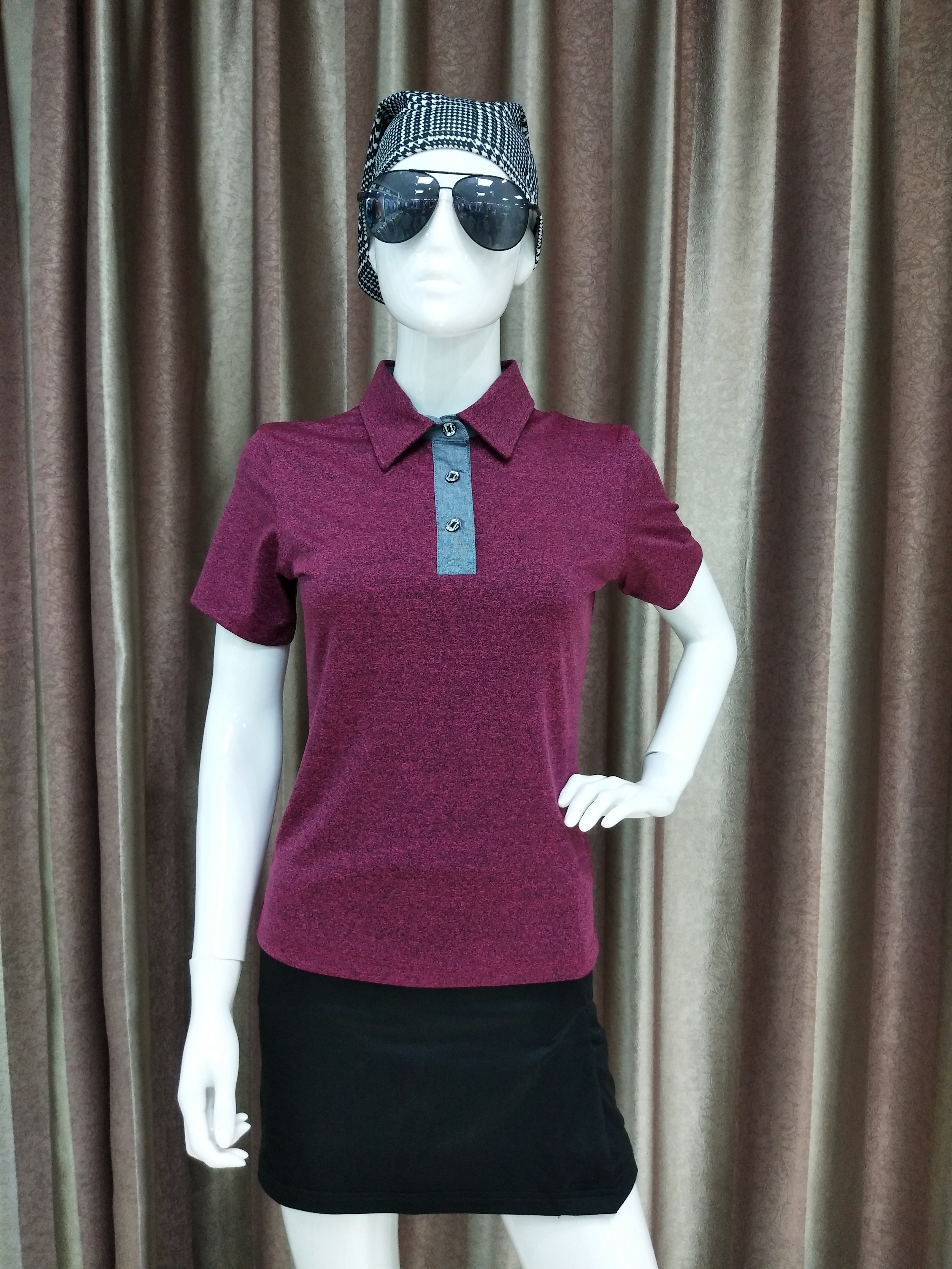 100%heather poly ladies polo shirt