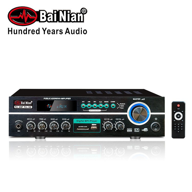 Public Address Amplifier(5 Zone Control 70V/100V )Built in Echo Control with Bluetooth/USB/SD/Chime for PA System Church 、School、Shop