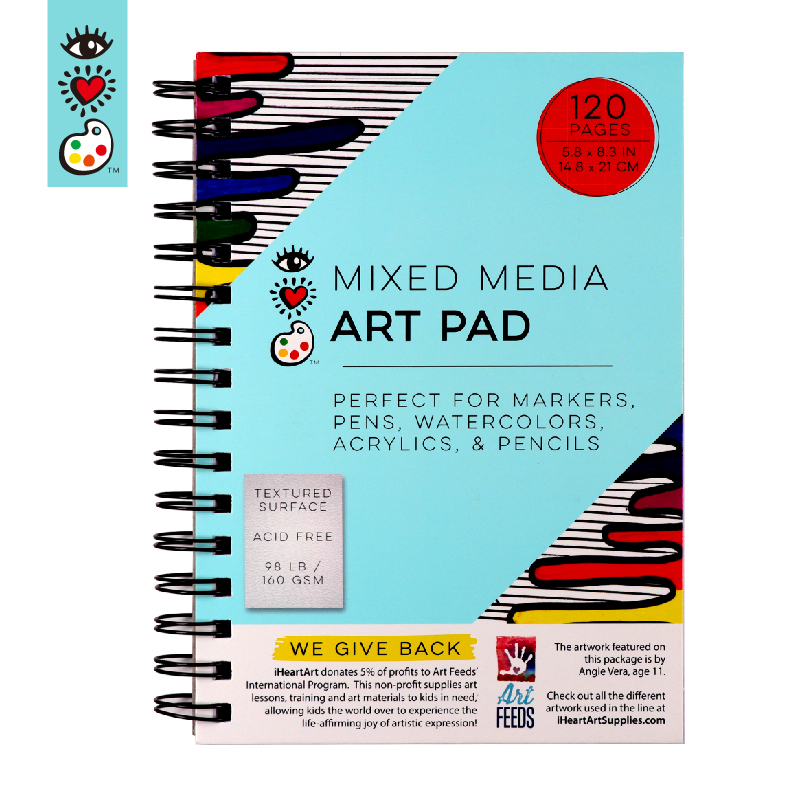 A5 Mix media paper multi-media sketch book art pad for penci, ink marker,charcoal and watercolor paint