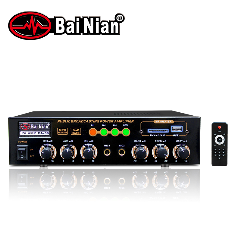 Public Address Amplifier(2 Zone Control 70V/100V )Built in Echo Control with Bluetooth/USB/SD/Chime for PA System Church 、School、Shop