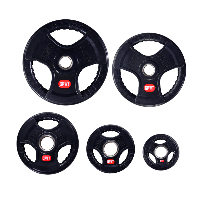 Rubber gym weightlifting barbell plate