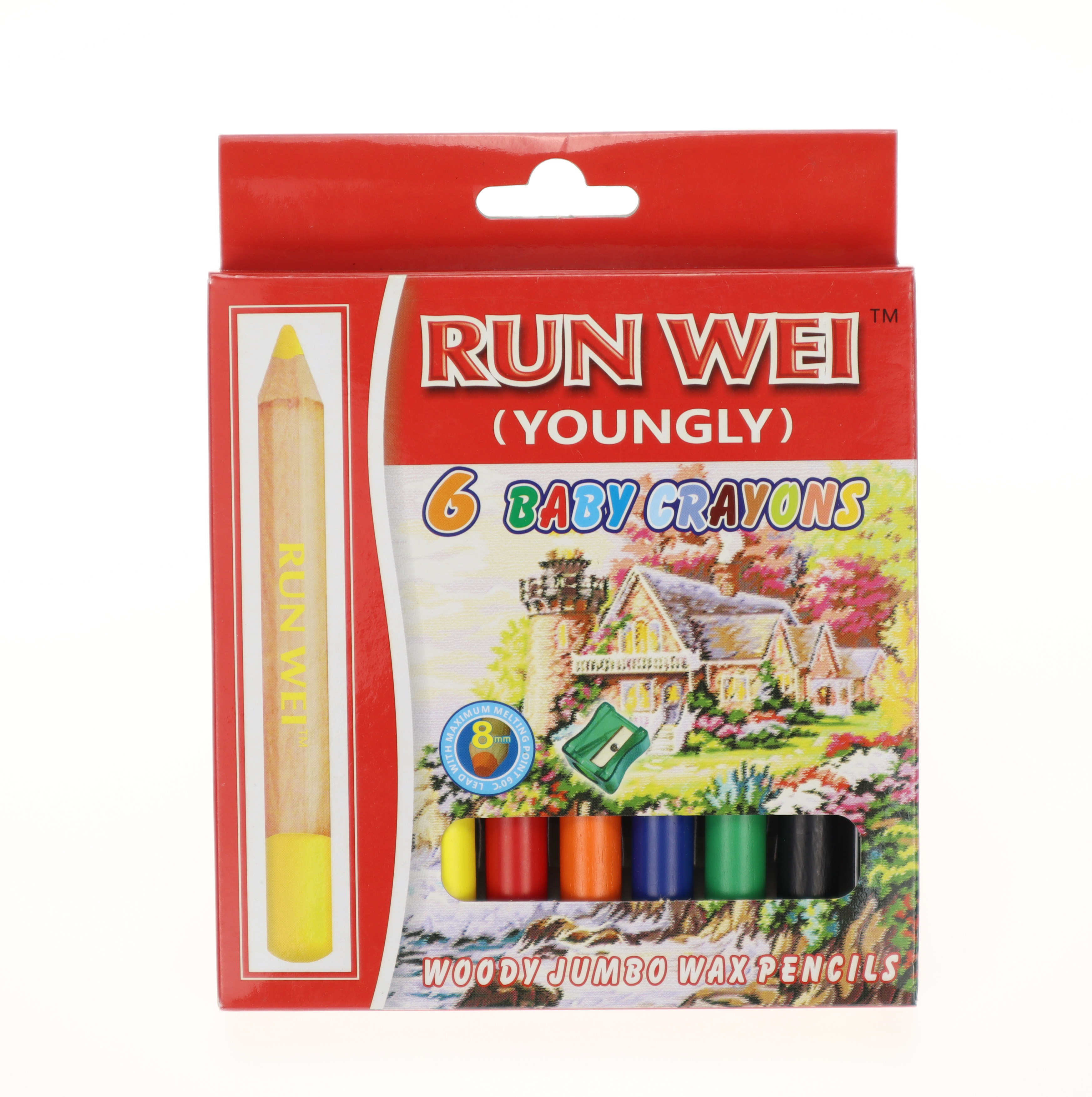 6 colors 3 in 1 water solube crayons in paperbox
