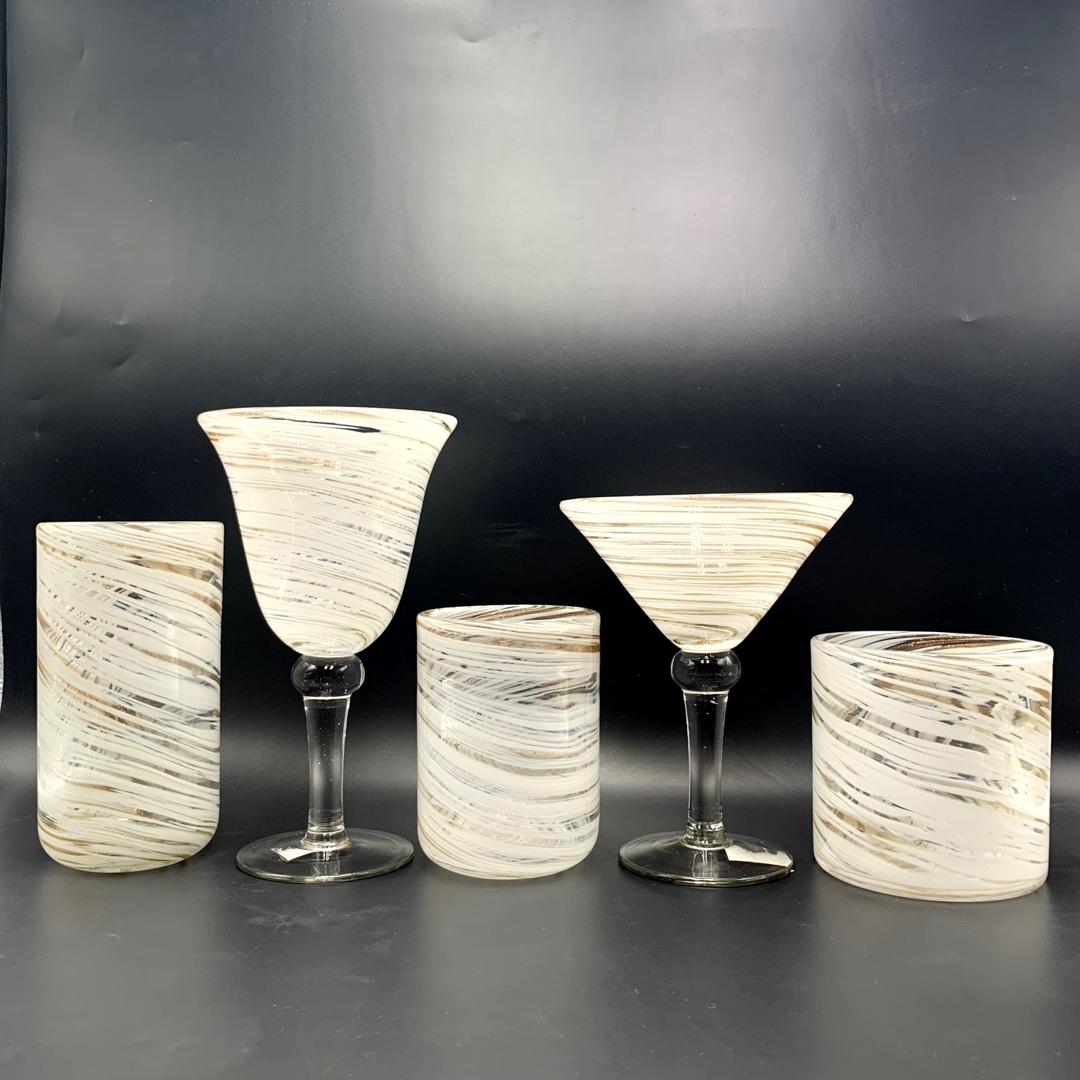 swirl white could hand blown glasswares