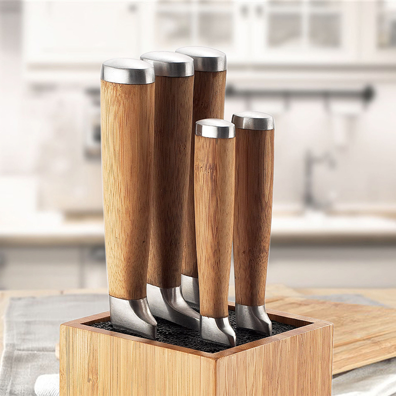 Bamboo Handle Kitchen Knife Block Set