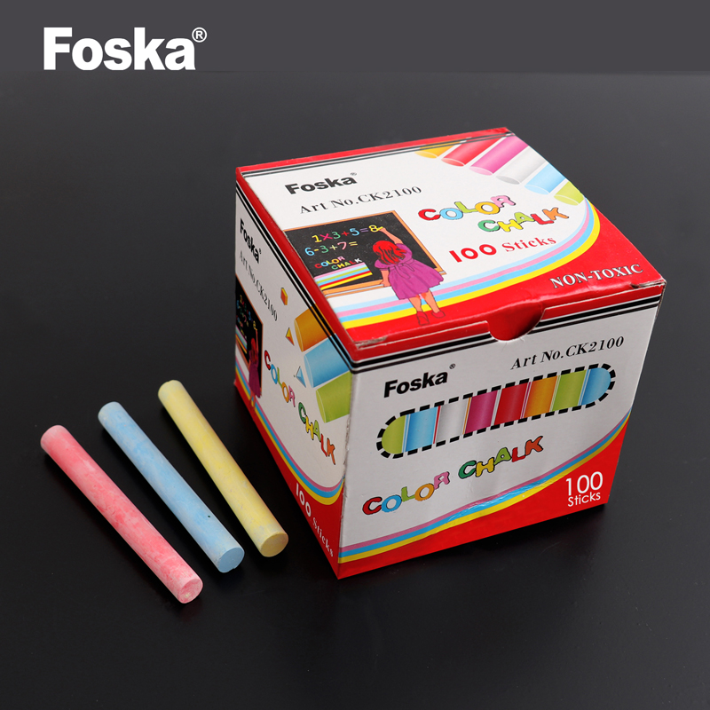 Foska 100 pcs High Quality Kids School Blackboard Dustless Colorful Chalk