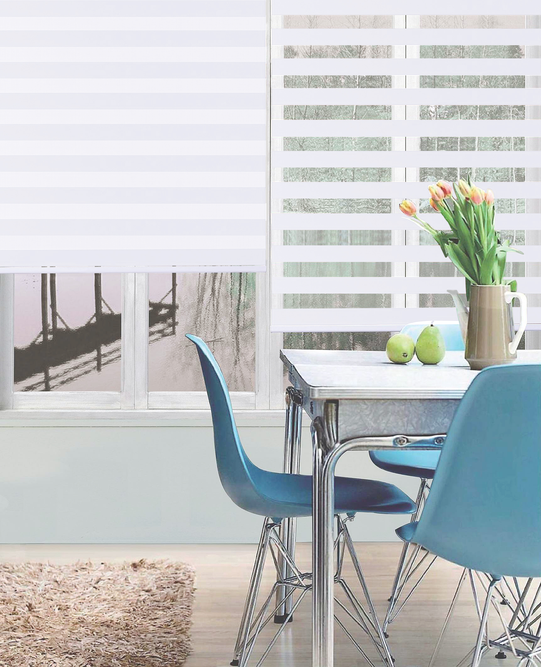 Cordless zebra roller blind
