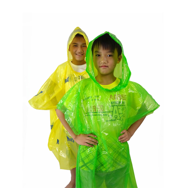 Kids single-use rain poncho