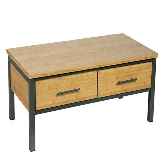 Metal and bamboo coffee center table with 2 drawer Tv stand (patent)