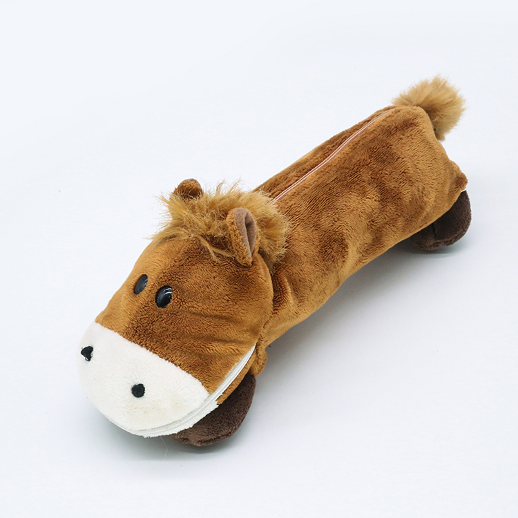 Custom logo plush horse animal pencil case toy