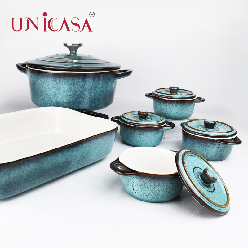 Ceramic Bakeware Rectangular Baking Dish Round Casserole With Cover Mini Cocotte