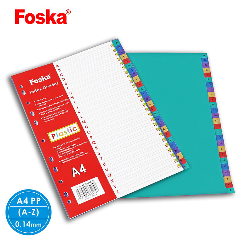 A4 Assorted Colors PP Index Divider
