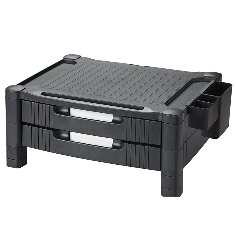 Monitor riser with drawers with useful slots height adjustable