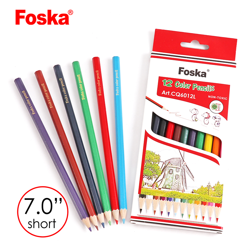 Foska 7.0'' 12 Colors Wooden Hexagonal Color Pencil Set