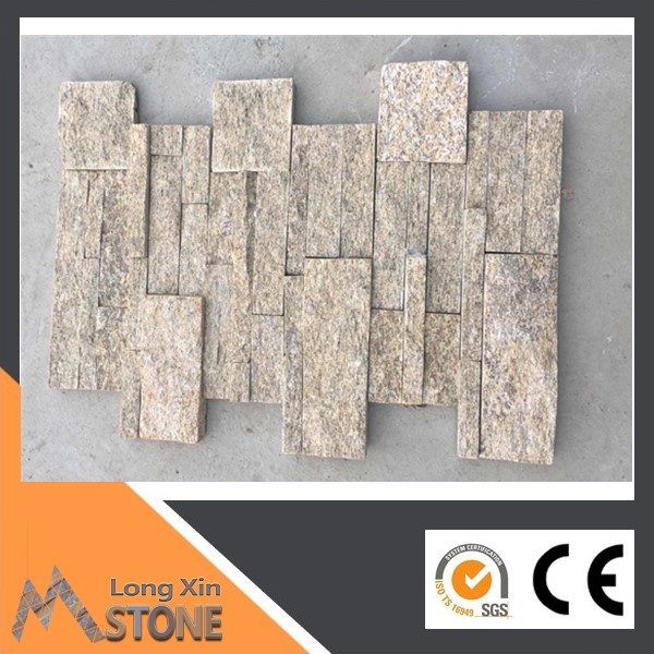 S shape Natural Flat tiger skin yellow quartzite stone wall cladding 18x35 cm