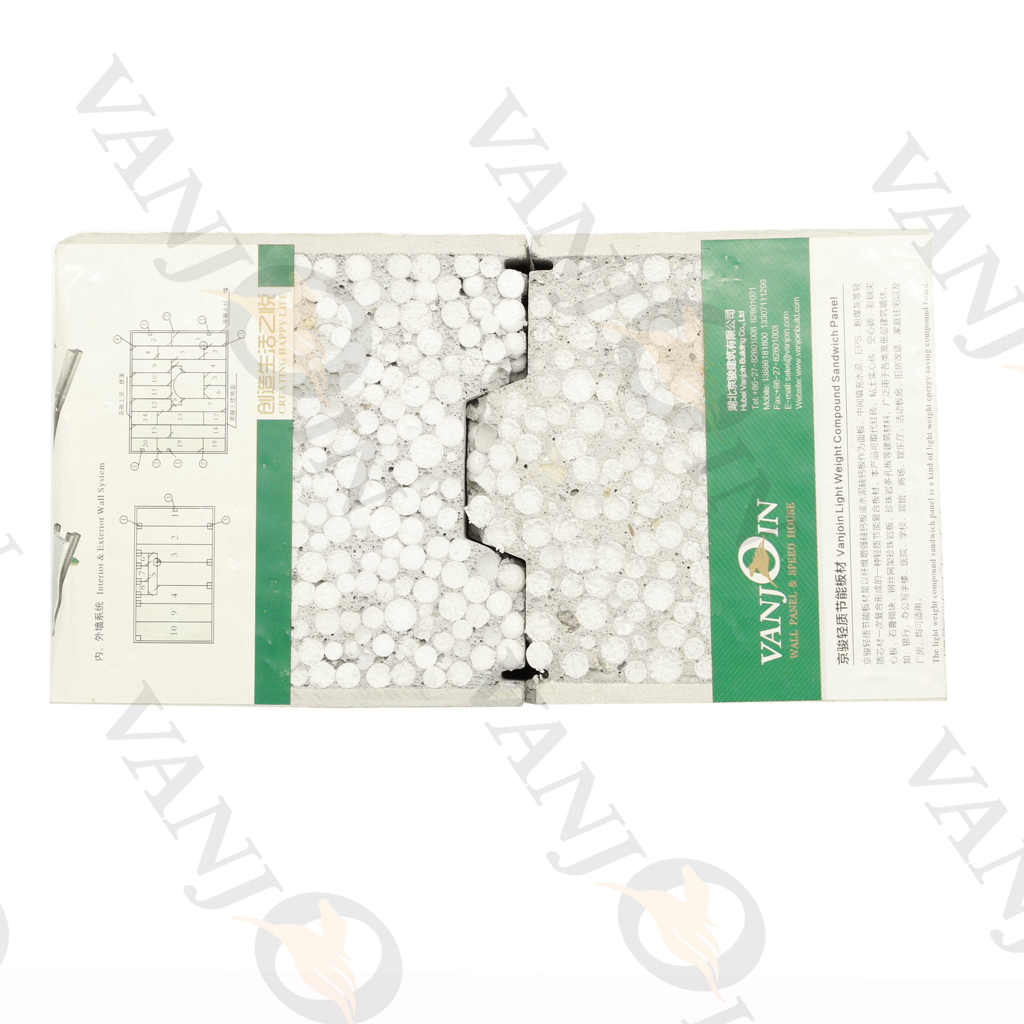 100% non asbestos concrete board nonmetal panel eps cement sandwich panel