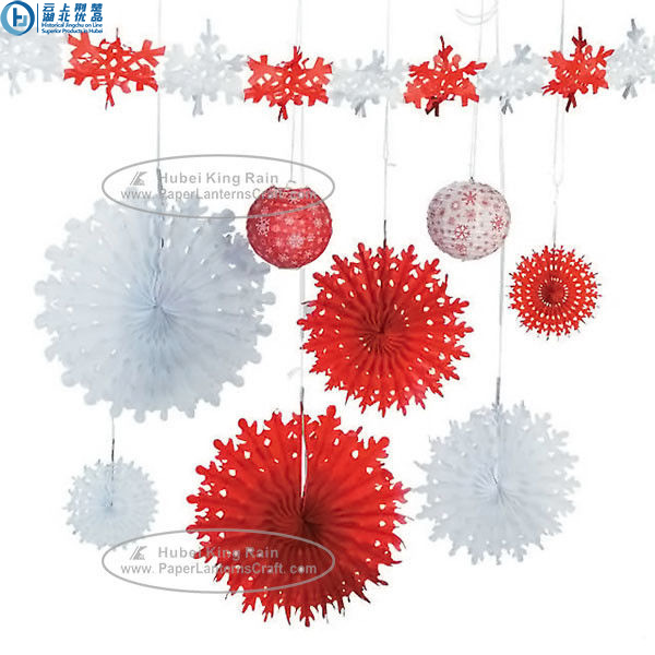 Snowflake Tissue Paper Fan Winter Hanging Party Christmas Decorations